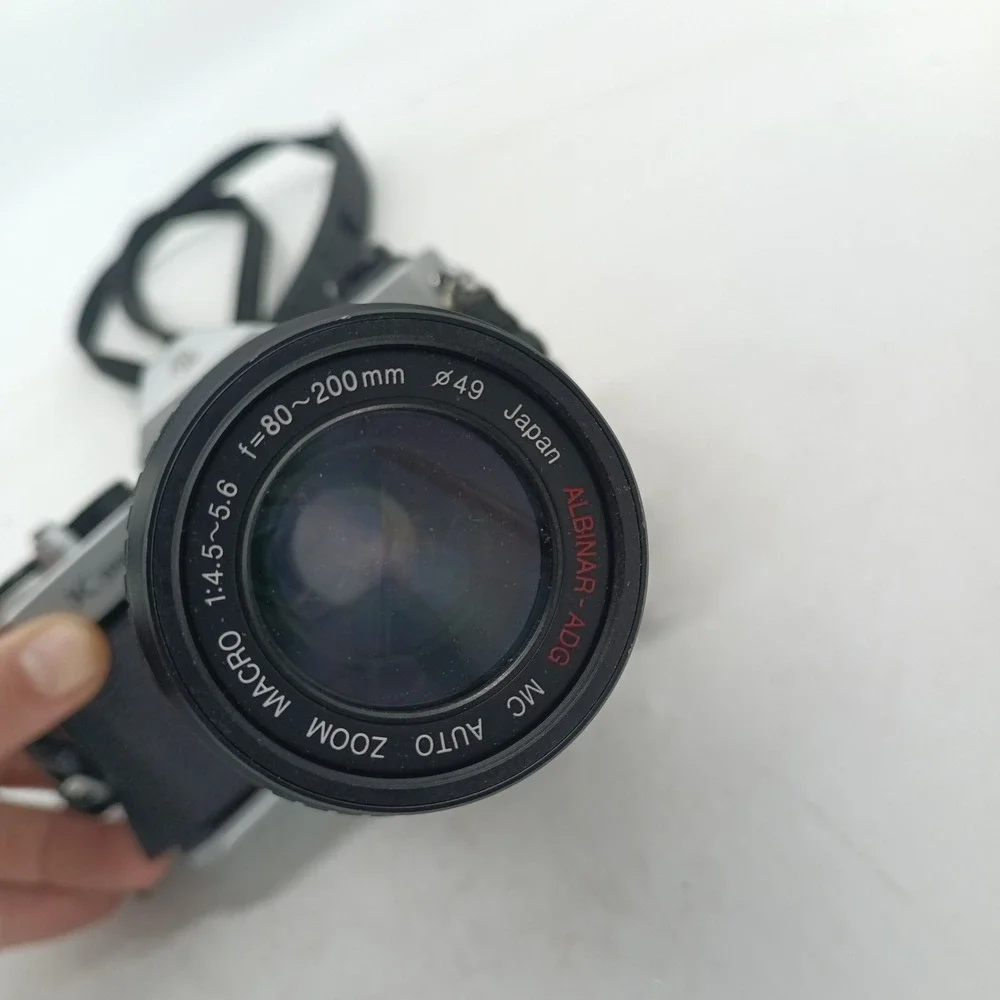 Asahi Pentax K1000 35mm SLR Camera Albinar 80-200mm Macro Zoom Lens Strap c4